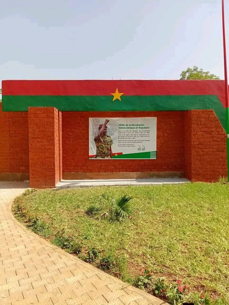 National colours displayed on a landmark in Ouagadougou
